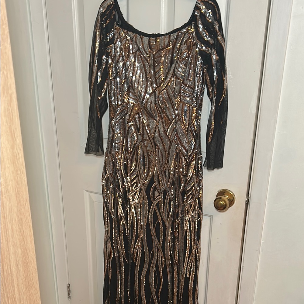 Glamorous Sequin and Mesh Evening Dress